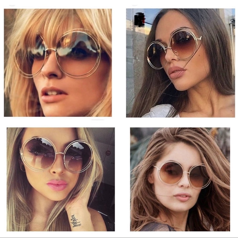 Lot of 3  
-2024 New Round Oversize Big Women Alloy Sunglasses